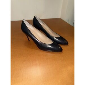 Bruno Magli Black Leather Suede Heels Pumps Womens Size 7 AAAA